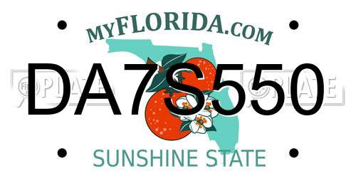 DA7S550 Florida License Plate