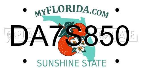 DA7S850 Florida License Plate