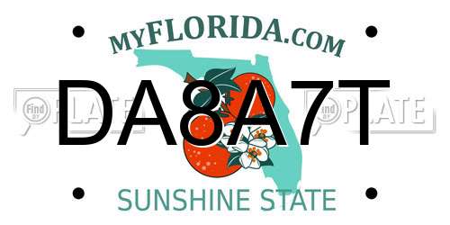 DA8A7T Florida License Plate