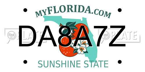 DA8A7Z Florida License Plate