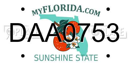DAA0753 Florida License Plate