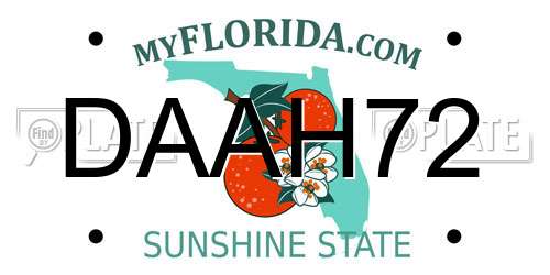 DAAH72 Florida License Plate