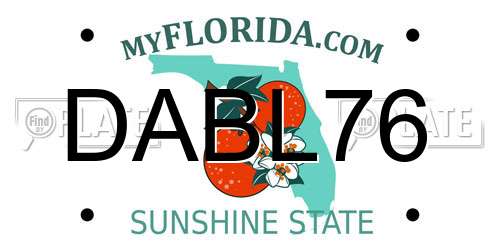 DABL76 Florida License Plate