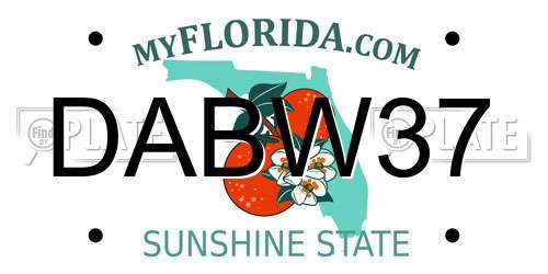 DABW37 Florida License Plate