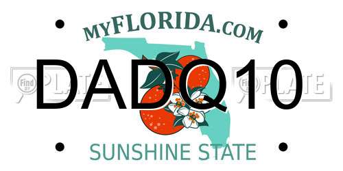 DADQ10 Florida License Plate