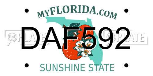 DAF592 Florida License Plate