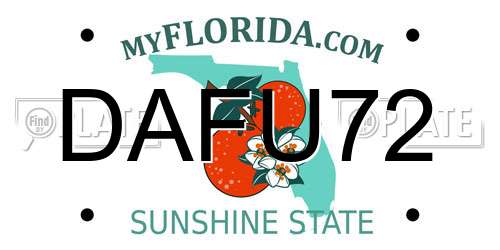 DAFU72 Florida License Plate