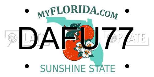 DAFU77 Florida License Plate