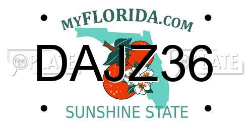DAJZ36 Florida License Plate