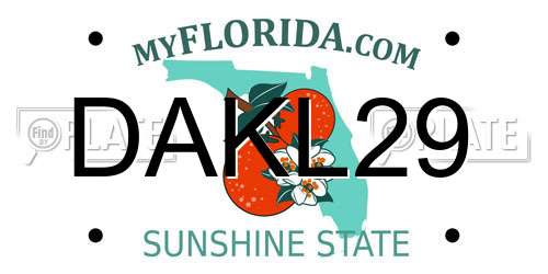 DAKL29 Florida License Plate