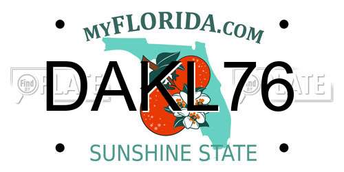 DAKL76 Florida License Plate