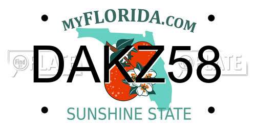DAKZ58 Florida License Plate