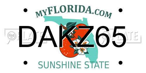 DAKZ65 Florida License Plate
