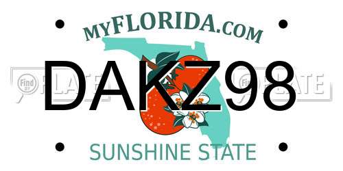 DAKZ98 Florida License Plate
