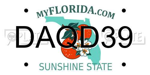 DAQD39 Florida License Plate