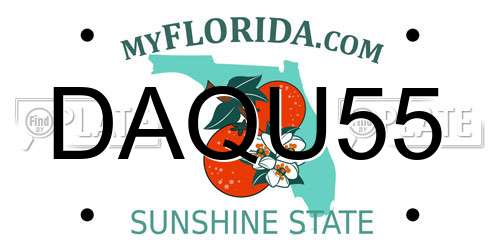 DAQU55 Florida License Plate