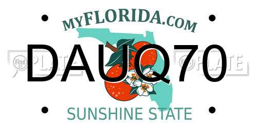 DAUQ70 Florida License Plate