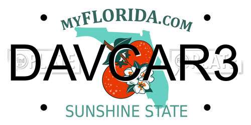 DAVCAR3 Florida License Plate