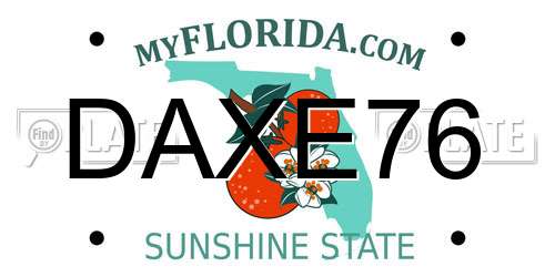 DAXE76 Florida License Plate