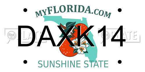 DAXK14 Florida License Plate