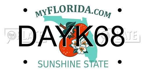 DAYK68 Florida License Plate