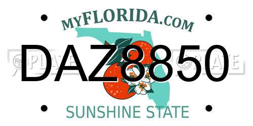 DAZ8850 Florida License Plate