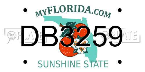 DB3259 Florida License Plate