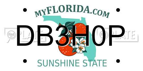 DB3H0P Florida License Plate