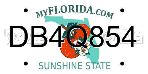 DB4Q854 Florida License Plate