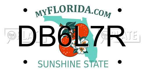 DB6L7R Florida License Plate