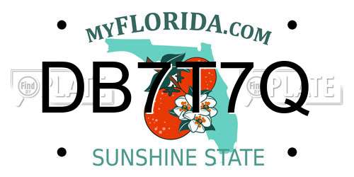 DB7T7Q Florida License Plate