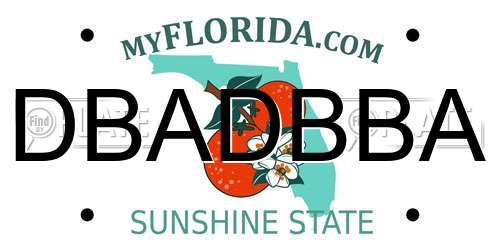 DBADBBA Florida License Plate