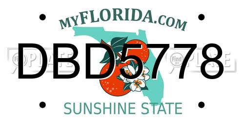 DBD5778 Florida License Plate