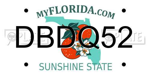 DBDQ52 Florida License Plate