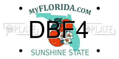 DBF4 Florida License Plate