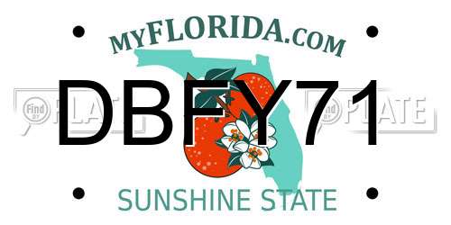 DBFY71 Florida License Plate
