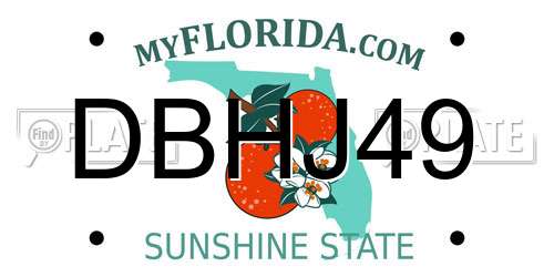 DBHJ49 Florida License Plate
