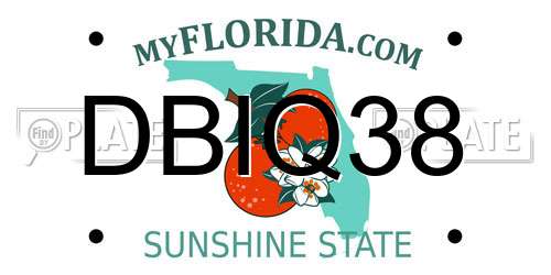 DBIQ38 Florida License Plate