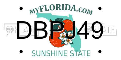 DBPJ49 Florida License Plate