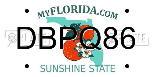 DBPQ86 Florida License Plate