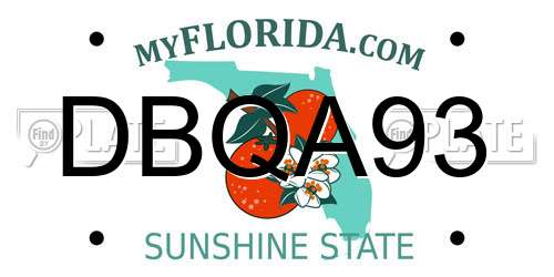 DBQA93 Florida License Plate