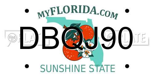 DBQJ90 Florida License Plate