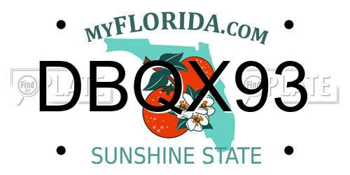 DBQX93 Florida License Plate