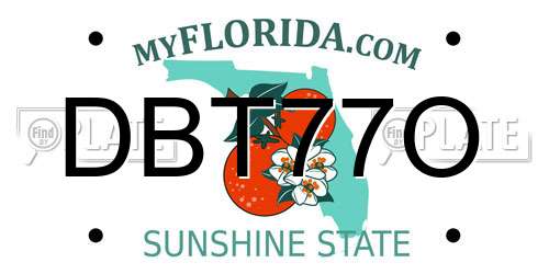 DBT77O Florida License Plate