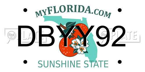DBYY92 Florida License Plate