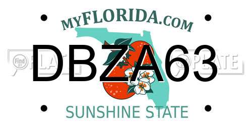 DBZA63 Florida License Plate
