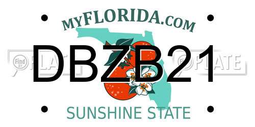 DBZB21 Florida License Plate