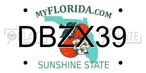 DBZX39 Florida License Plate