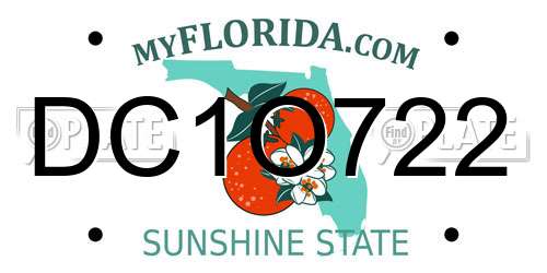 DC1O722 Florida License Plate