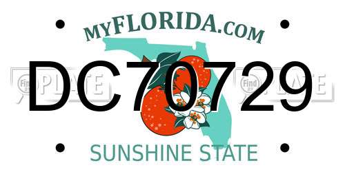 DC70729 Florida License Plate